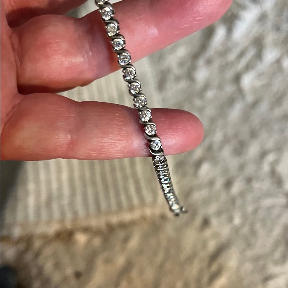 Vintage Sterling Silver 925 CZ Cubic Zirconia Bracelet - Picture 5 of 5
